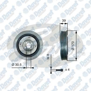 GATES TVD1013A Krank Kasnagi Brava Bravo Doblo Idea Marea Palio Stilo Punto Astra H Vectra C 1.9d/Td/Jtd (K133) ( 4